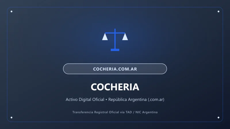 Identidad visual y presentación comercial del nombre de dominio cocheria.com.ar en venta
